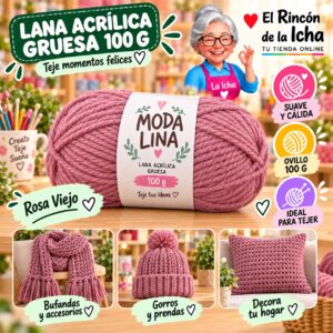 RI-ML-00031 Lana Acrílica Gruesa Moda Lina 100 g Rosa Viejo