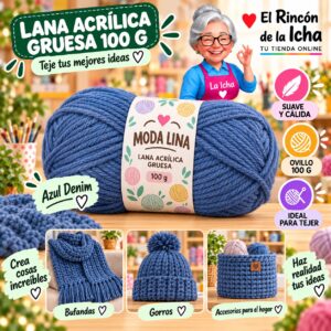 RI-ML-00033 Lana Acrílica Gruesa Moda Lina 100 g Azul Denim