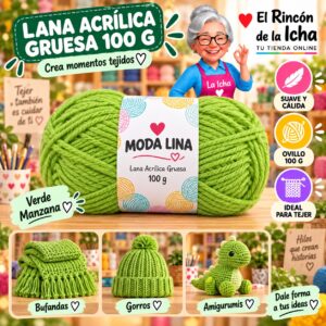 RI-ML-00035 Lana Acrílica Gruesa Moda Lina 100 g Verde Manzana