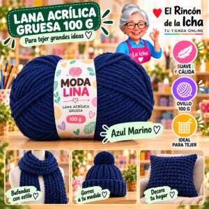 RI-ML-00038 Lana Acrílica Gruesa Moda Lina 100 g Azul Marino