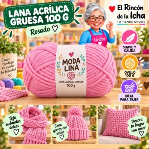 RI-ML-00044 Lana Acrílica Gruesa Moda Lina 100 g Rosado