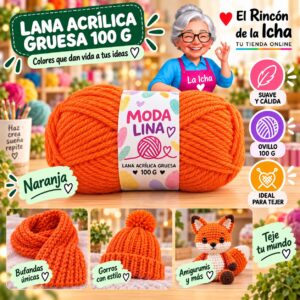 RI-ML-00045 Lana Acrílica Gruesa Moda Lina 100 g Naranja