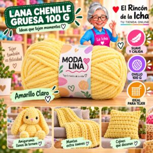 RI-ML-00047 Lana Chenille Gruesa Moda Lina 100 g Amarillo Claro