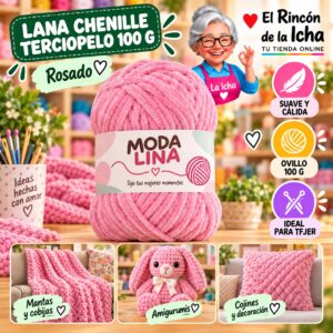 RI-ML-00071 Lana Chenille Terciopelo Moda Lina 100 g Rosado