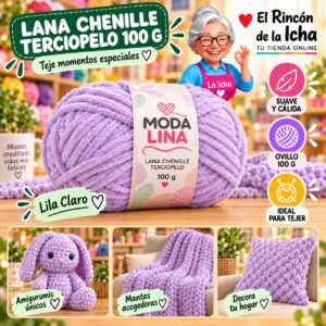 RI-ML-00074 Lana Chenille Terciopelo Moda Lina 100 g Lila Claro