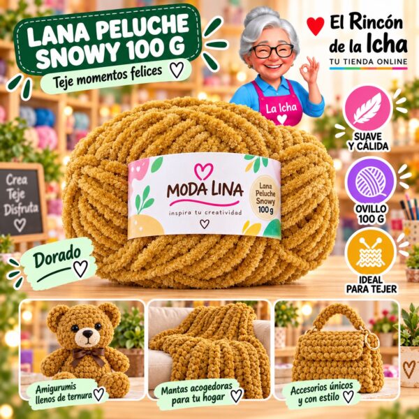 Lana Peluche Snowy Moda Lina 100 g Dorado