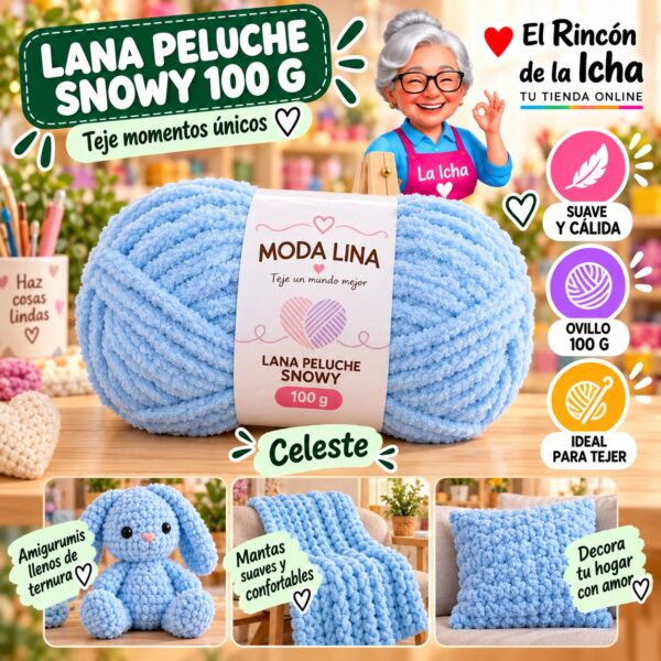 RI-ML-00082 Lana Peluche Snowy Moda Lina 100 g Celeste