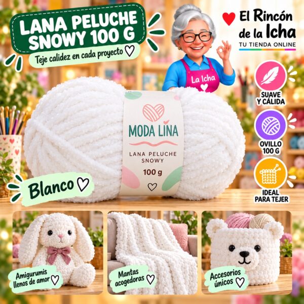 Lana Peluche Snowy Moda Lina 100 g Blanco