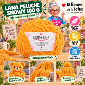 RI-ML-00085 Lana Peluche Snowy Moda Lina 100 g Naranja Amarillento