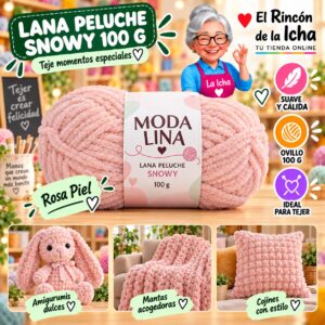 RI-ML-00086 Lana Peluche Snowy Moda Lina 100 g Rosa Piel