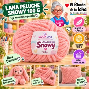 RI-ML-00090 Lana Peluche Snowy Moda Lina 100 g Rosa Durazno
