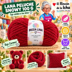 RI-ML-00094 Lana Peluche Snowy Moda Lina 100 g Rojo Carmesí