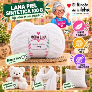 RI-ML-00096 Lana Piel Sintética Moda Lina 100 g Blanco Puro