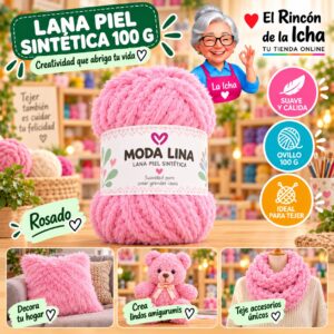 RI-ML-00098 Lana Piel Sintética Moda Lina 100 g Rosado