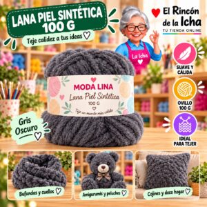 RI-ML-00101 Lana Piel Sintética Moda Lina 100 g Gris Oscuro