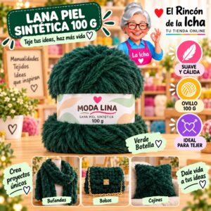 RI-ML-00102 Lana Piel Sintética Moda Lina 100 g Verde Botella