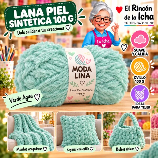 Lana Piel Sintética Moda Lina 100 g Verde Agua