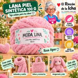 RI-ML-00106 Lana Piel Sintética Moda Lina 100 g Rosa Agua