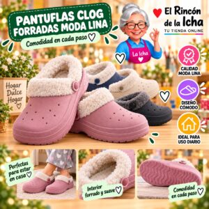 RI-ML-00123 Pantuflas Clog Forradas Moda Lina Diseño 850579