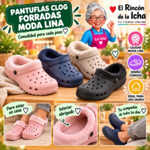 RI-ML-00125 Pantuflas Clog Forradas Moda Lina Diseño 850583