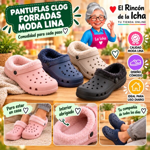 Pantuflas Clog Forradas Moda Lina Diseño 850583