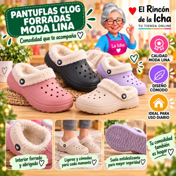 Pantuflas Clog Forradas Moda Lina Diseño 850585