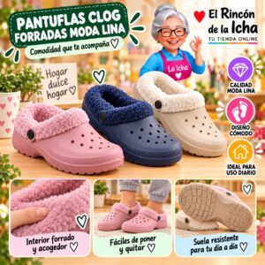 RI-ML-00127 Pantuflas Clog Forradas Moda Lina Diseño 850586
