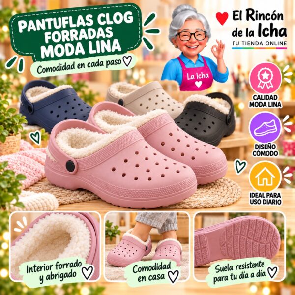 Pantuflas Clog Forradas Moda Lina Diseño 850587