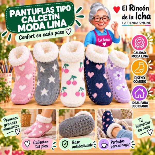 Pantuflas Tipo Calcetín Moda Lina Diseño 850254