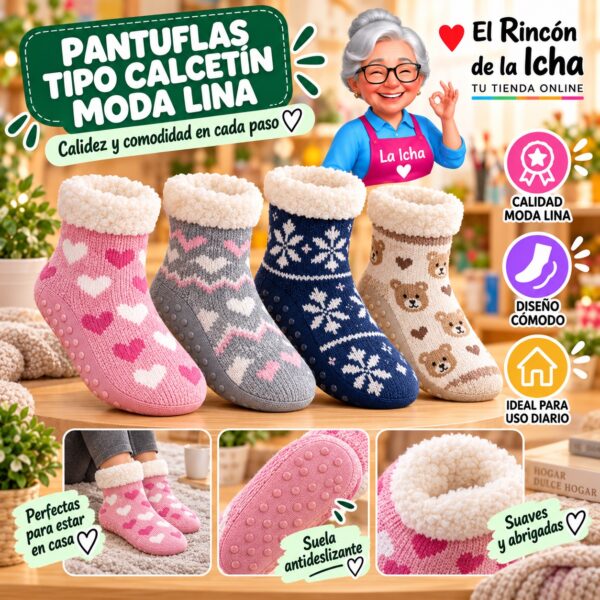 Pantuflas Tipo Calcetín Moda Lina Diseño 850286