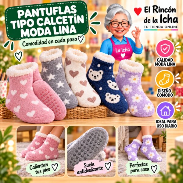 Pantuflas Tipo Calcetín Moda Lina Diseño 850290