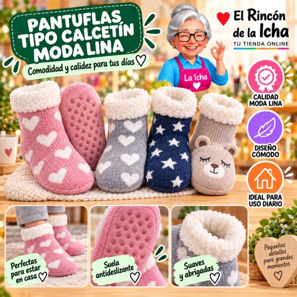 Pantuflas Tipo Calcetín Moda Lina Diseño 850305
