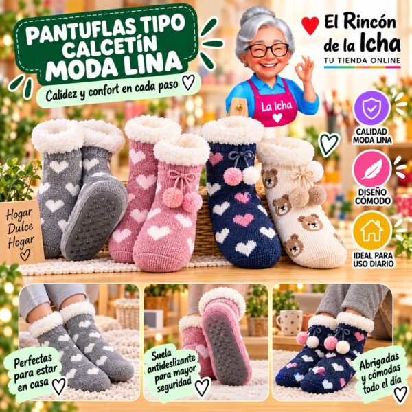Pantuflas Tipo Calcetín Moda Lina Diseño 850308