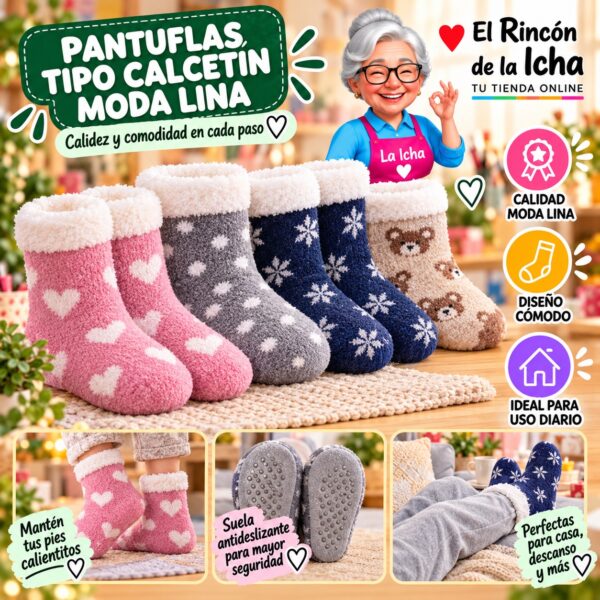 Pantuflas Tipo Calcetín Moda Lina Diseño 850315