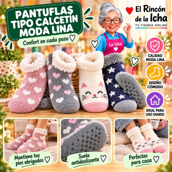 Pantuflas Tipo Calcetín Moda Lina Diseño 850383