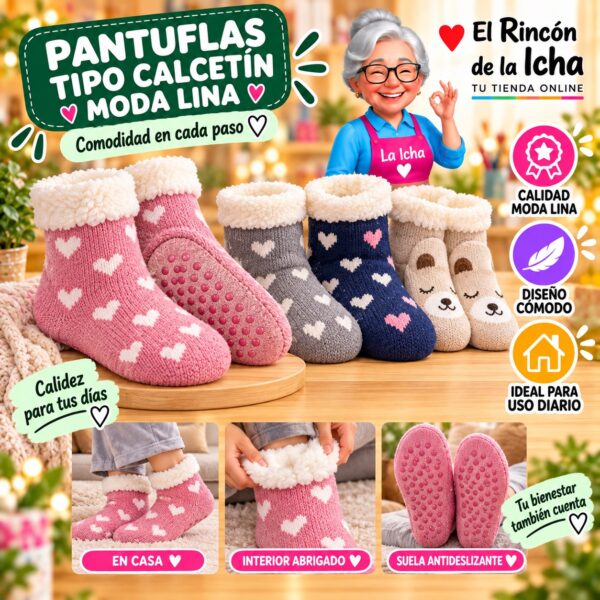 Pantuflas Tipo Calcetín Moda Lina Diseño 850385