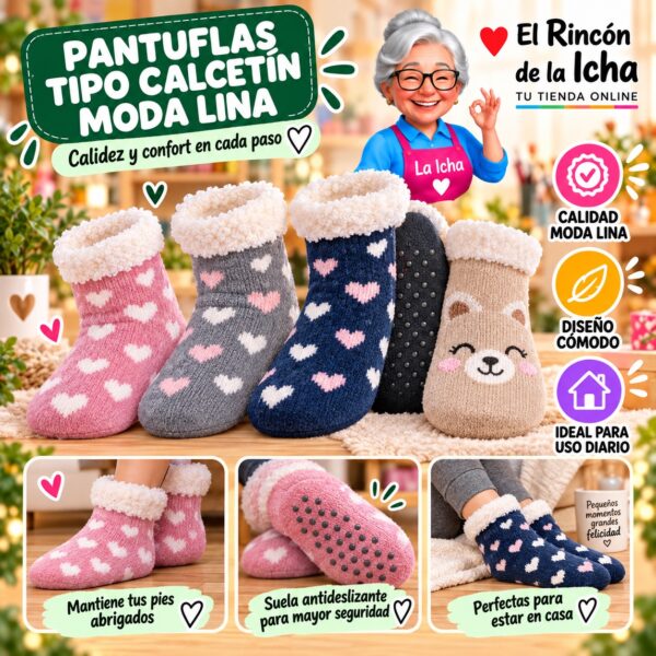 Pantuflas Tipo Calcetín Moda Lina Diseño 850387