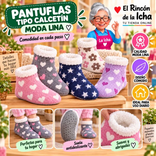 Pantuflas Tipo Calcetín Moda Lina Diseño 850463