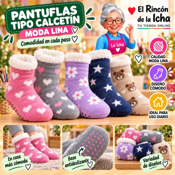 Pantuflas Tipo Calcetín Moda Lina Diseño 850465