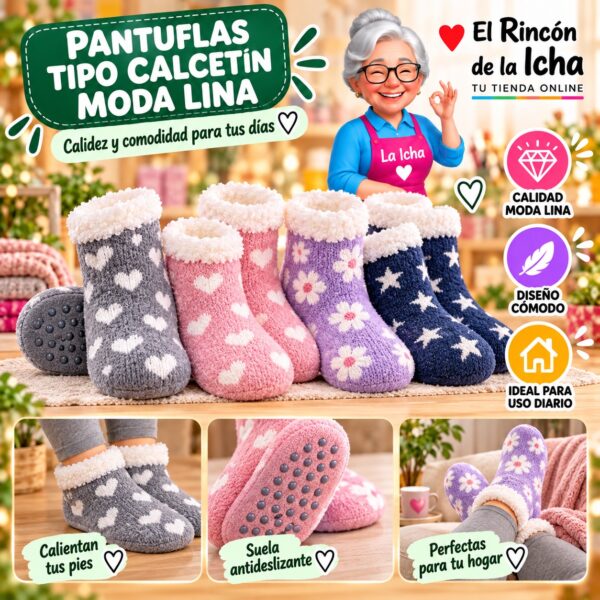 Pantuflas Tipo Calcetín Moda Lina Diseño 850468
