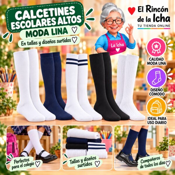 Calcetines Escolares Altos Moda Lina Diseño 600449