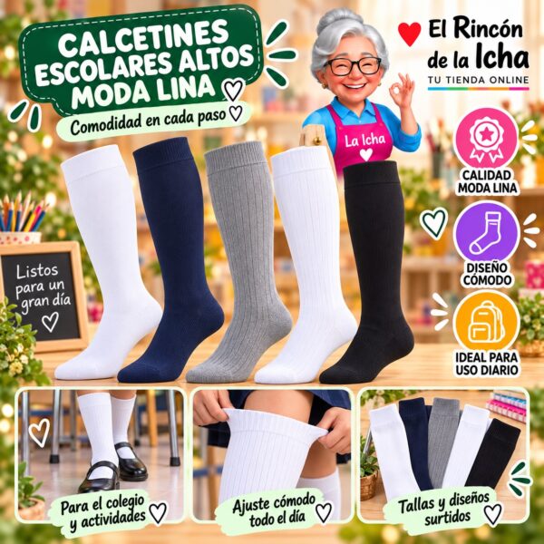 Calcetines Escolares Altos Moda Lina Diseño 600451