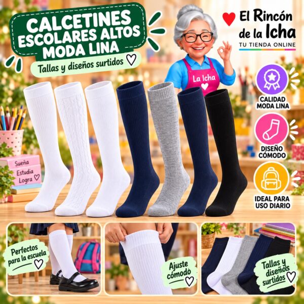 Calcetines Escolares Altos Moda Lina Diseño 600470