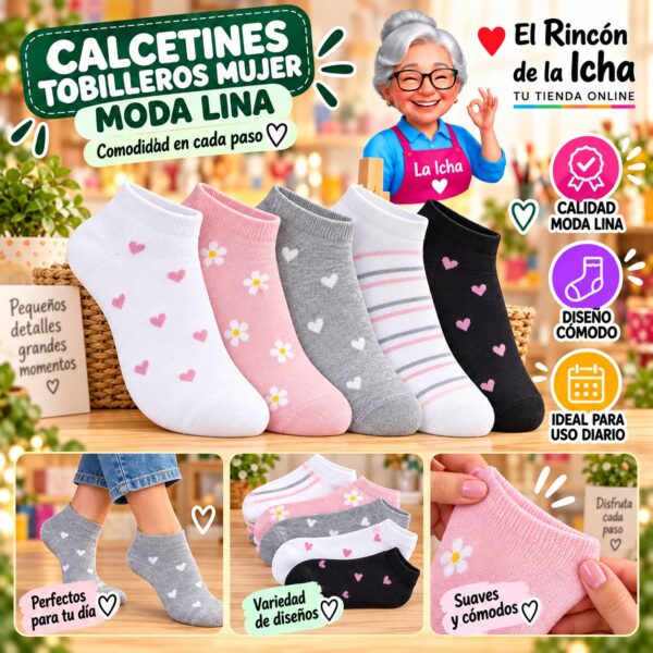 RI-ML-00853 Calcetines Tobilleros Mujer Moda Lina Diseño 600055