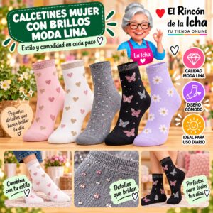 Calcetines Mujer con Brillos Moda Lina Diseño 600030