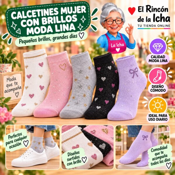 RI-ML-00856 Calcetines Mujer con Brillos Moda Lina Diseño 600025