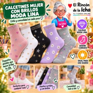 Calcetines Mujer con Brillos Moda Lina Diseño 600031