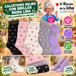 Calcetines Mujer con Brillos Moda Lina Diseño 600033