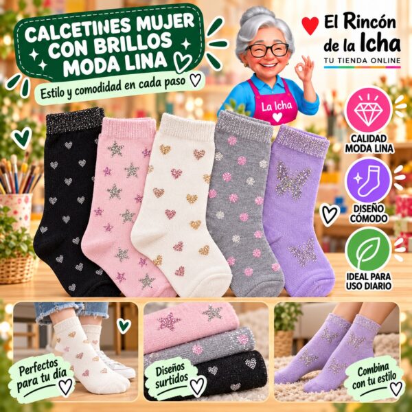 RI-ML-00859 Calcetines Mujer con Brillos Moda Lina Diseño 600033