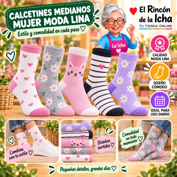 Calcetines Medianos Mujer Moda Lina Diseño 600138
